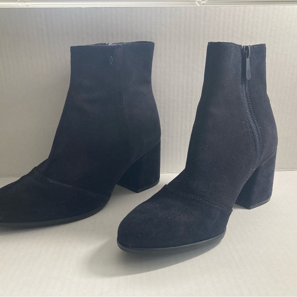 Armani Exchange Black Suede Block Heel Ankle Boots